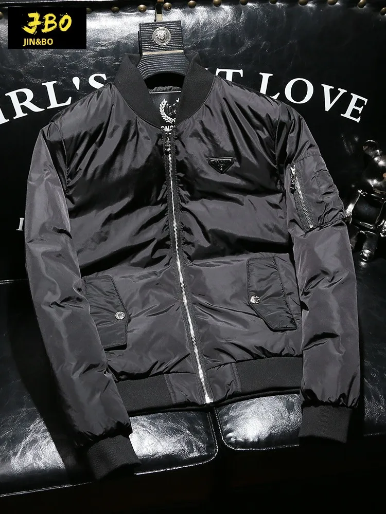 

Мужская куртка с бейсбольным воротником Thiened, модная городская теплая верхняя одежда из полиэфирного волокна, белая наполнитель Du down