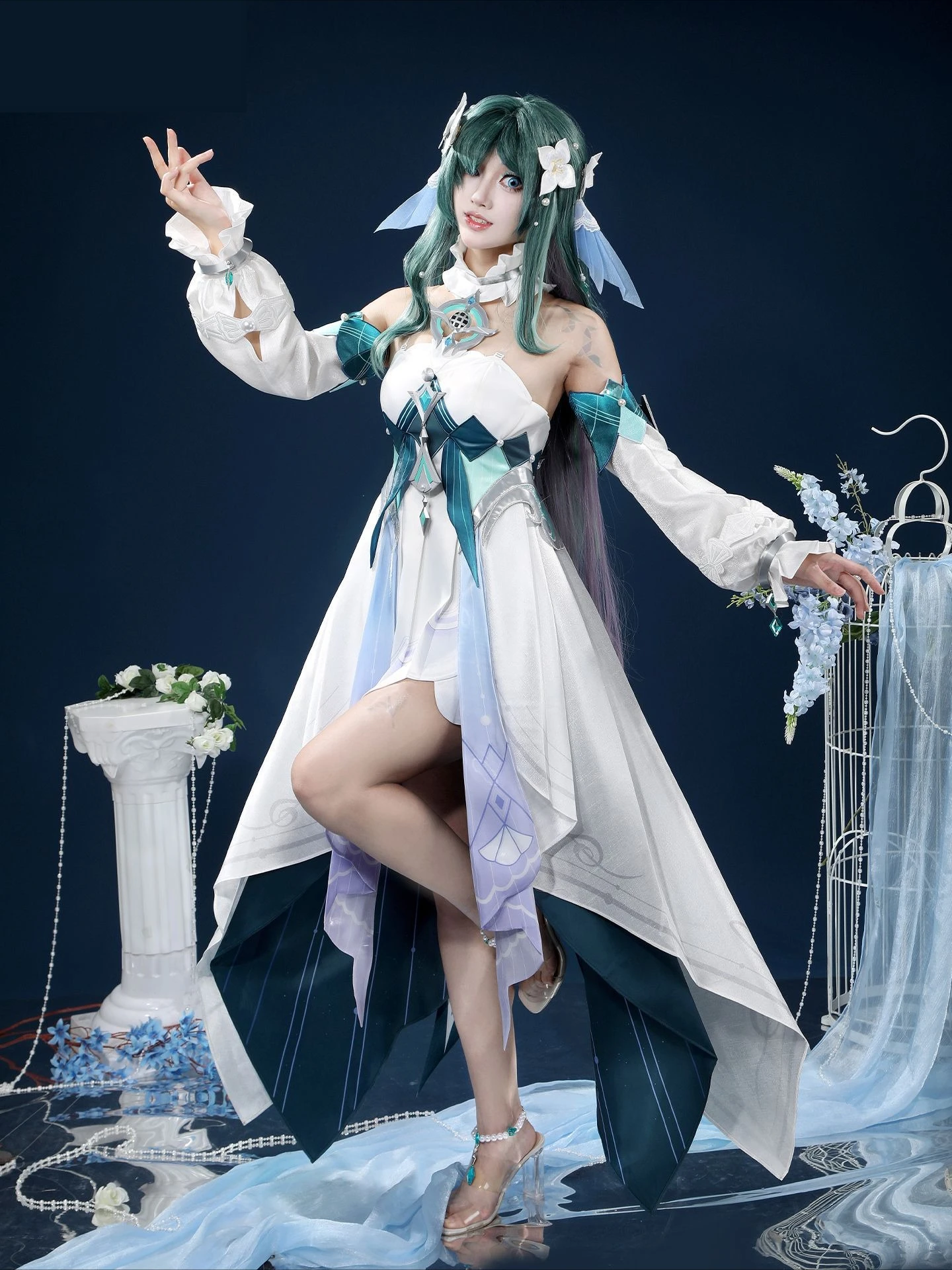 SSR 겐신 임팩트 보디야니차 코스프레 의상, 스네즈나야 여성용 의상, 카니발, 애니메이션, 게임, 역할극용 가발 및 액세서리 세트