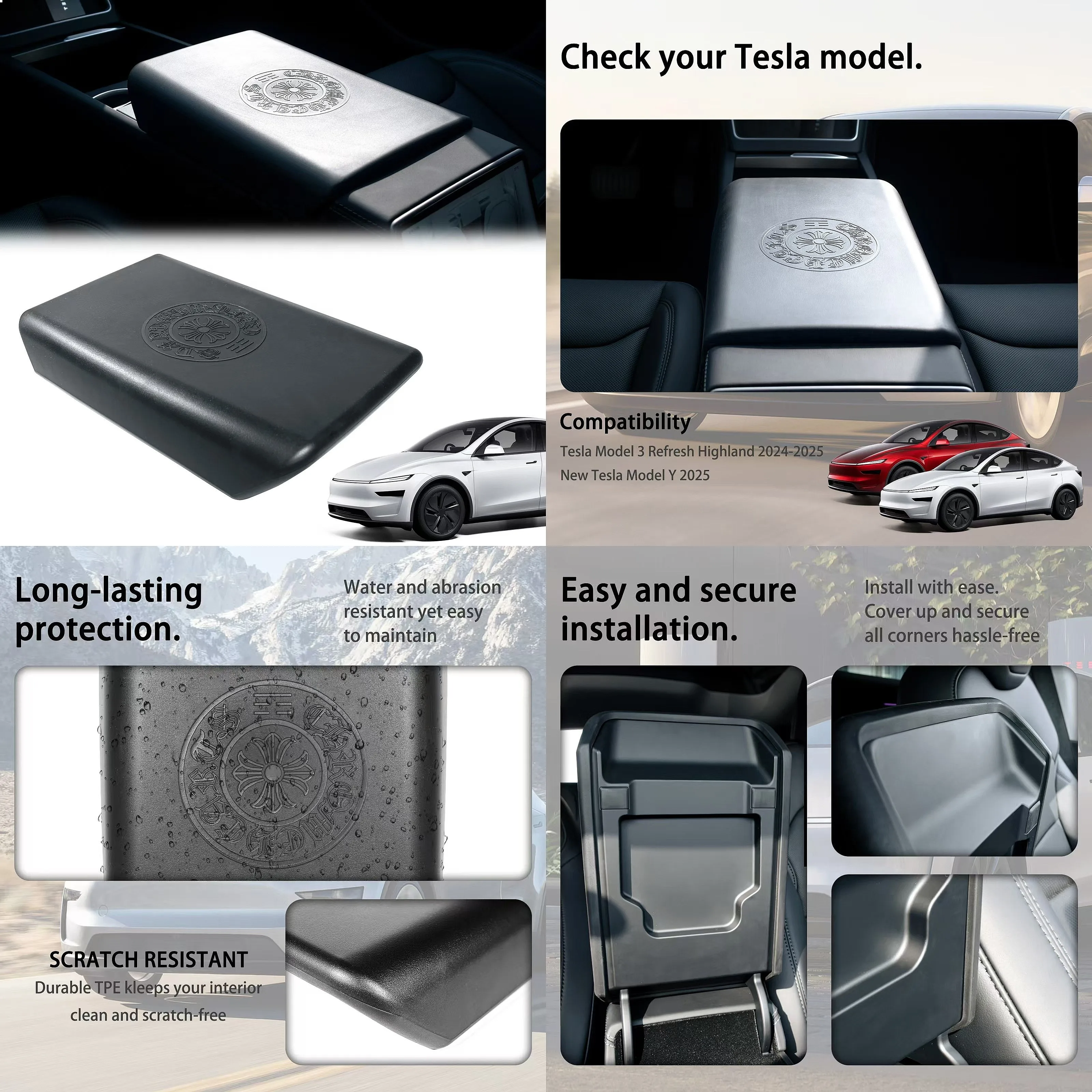 

2024 2025 New Model 3 Highland Arm Rest Cover Protector Accessories for Tesla
