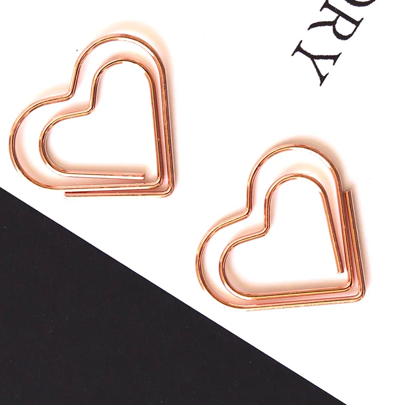 20Pcs Metal Paper Clips Hearts Colorful Mini Binder Clip Bookmark Book Envelope Clip Stationery School Office Binding Supplies