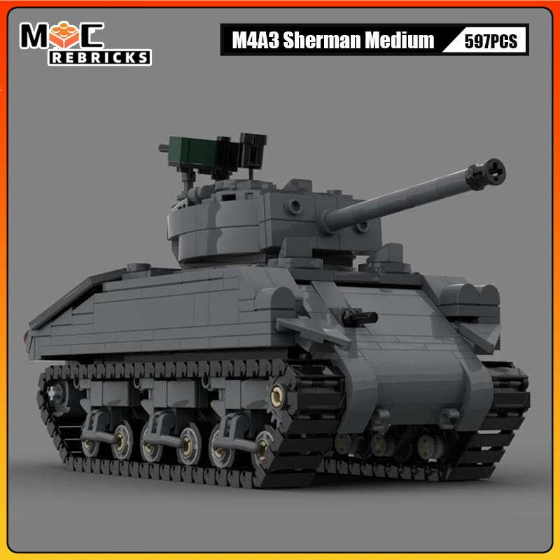 MOC اللبنات العسكرية سلسلة M4a4 M4A3 شيرمان متوسطة مارمون هيرينجتون CTLS دبابة نموذج الأصالة الطوب اللعب هدية عيد الميلاد #3