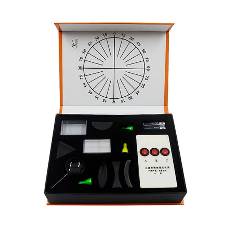 Conjunto de ensino óptico kit de experimento científico prisma físico lente côncava convexa fonte de luz laser