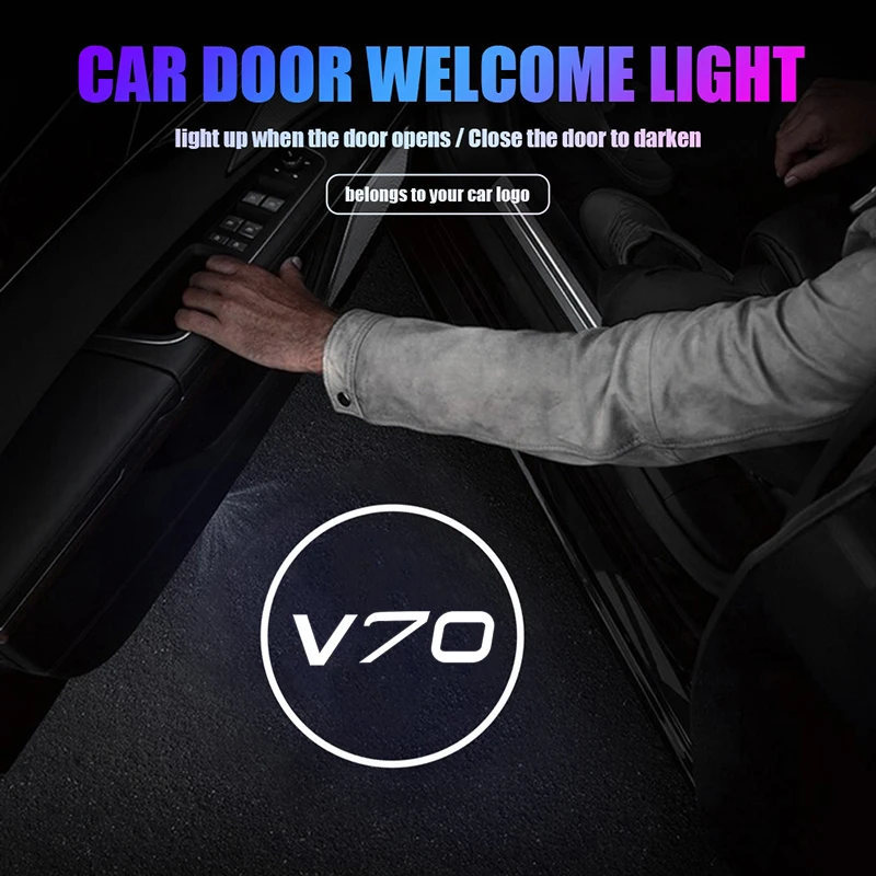 2Pcs Car LED Door Welcome Lights Laser Projector Retrofit Light for Volvo V70 2012-2015 Ghost Shadow Courtesy Lamp Accessories