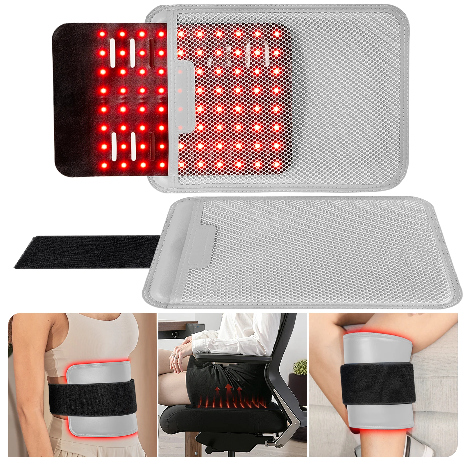 Hello Face L400 3-in-1 Red Light & NIR LED Belt Seat Pad, Rechargeable Wireless Body Care Pad for Waist Back Hips, Home Wellness