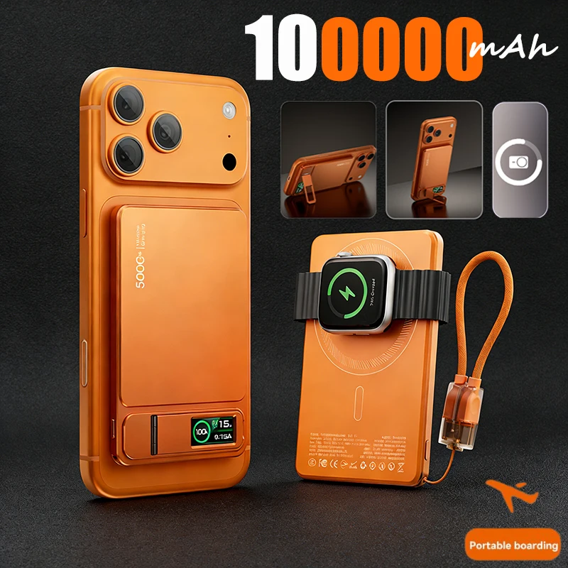 

Внешний аккумулятор 10000 мАч, тонкий, оригинальный, для беспроводной магнитной зарядки MagSafe, быстрая зарядка 20 Вт, портативный, для iPhone 17 и iWatch