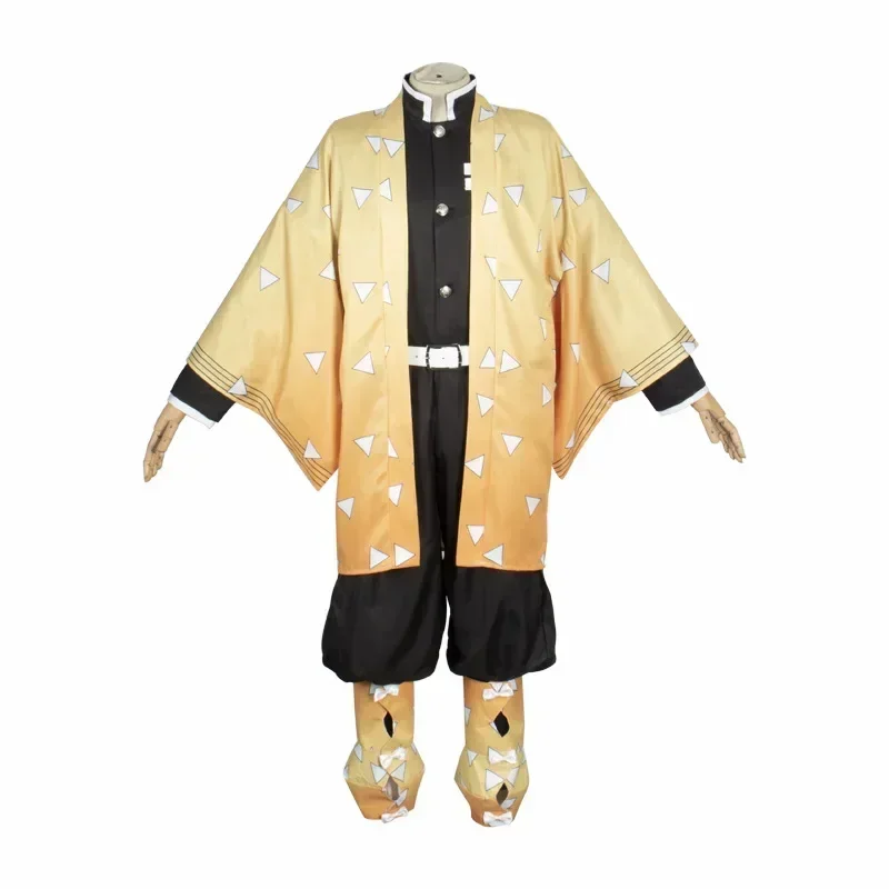 Anime Demon Slayer Kimetsu No Yaiba Agatsuma Zenitsu Cosplay Costume Men Women Kimono Uniform Canival Party Costume Gifts