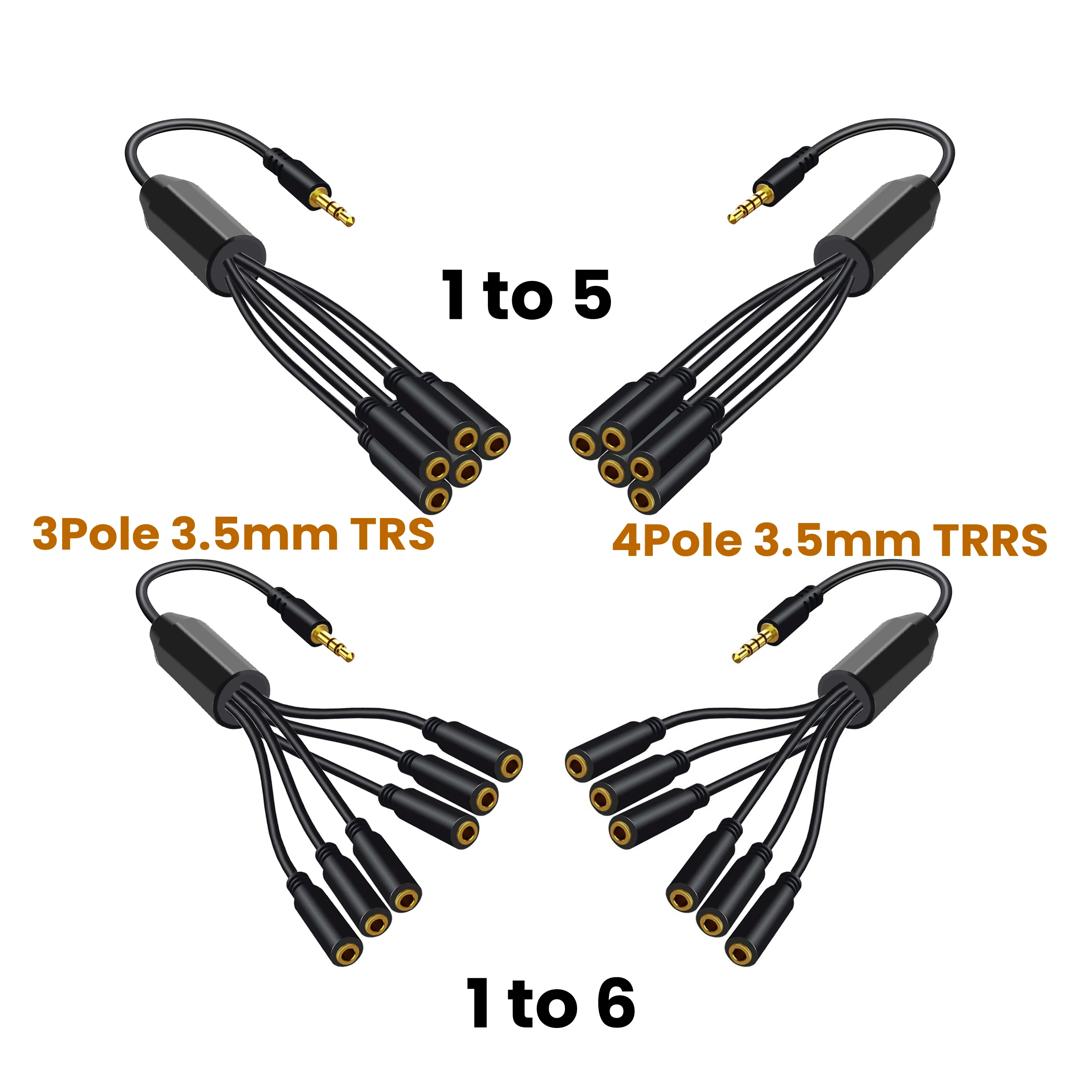 

Headphone Splitter 3.5mm 1/8" TRS TRRS 1to5 1to6 3.5 Male To Female Jack AUX Stereo Cable Earphone Mic Audio Extension Cord