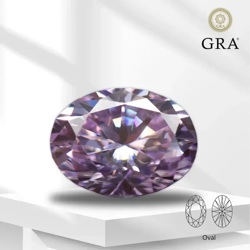 

Moissanite Colored Stone Oval Cut Light Purple Color with GRA Report Lab Grown Gemstone Jewelry Making Materials