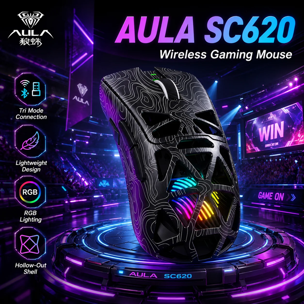 Esports Gaming Design - AULA SC620 Tri-Mode Wireless Gaming Mouse,