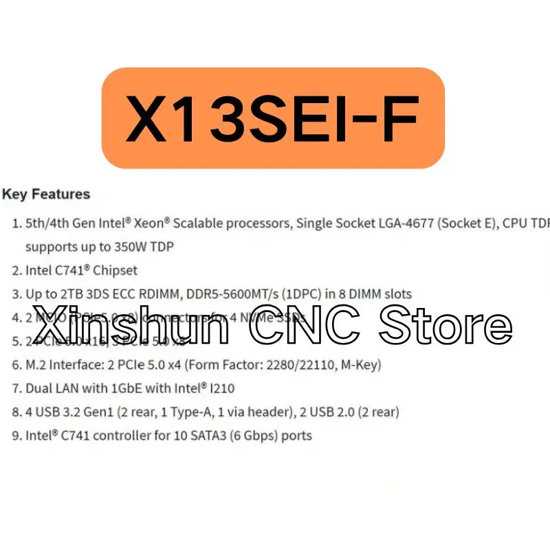 X13SEI-F Single Channel Server Motherboard, Supports 4/5th LGA-4677 XEON Processor, New Quick Shipping