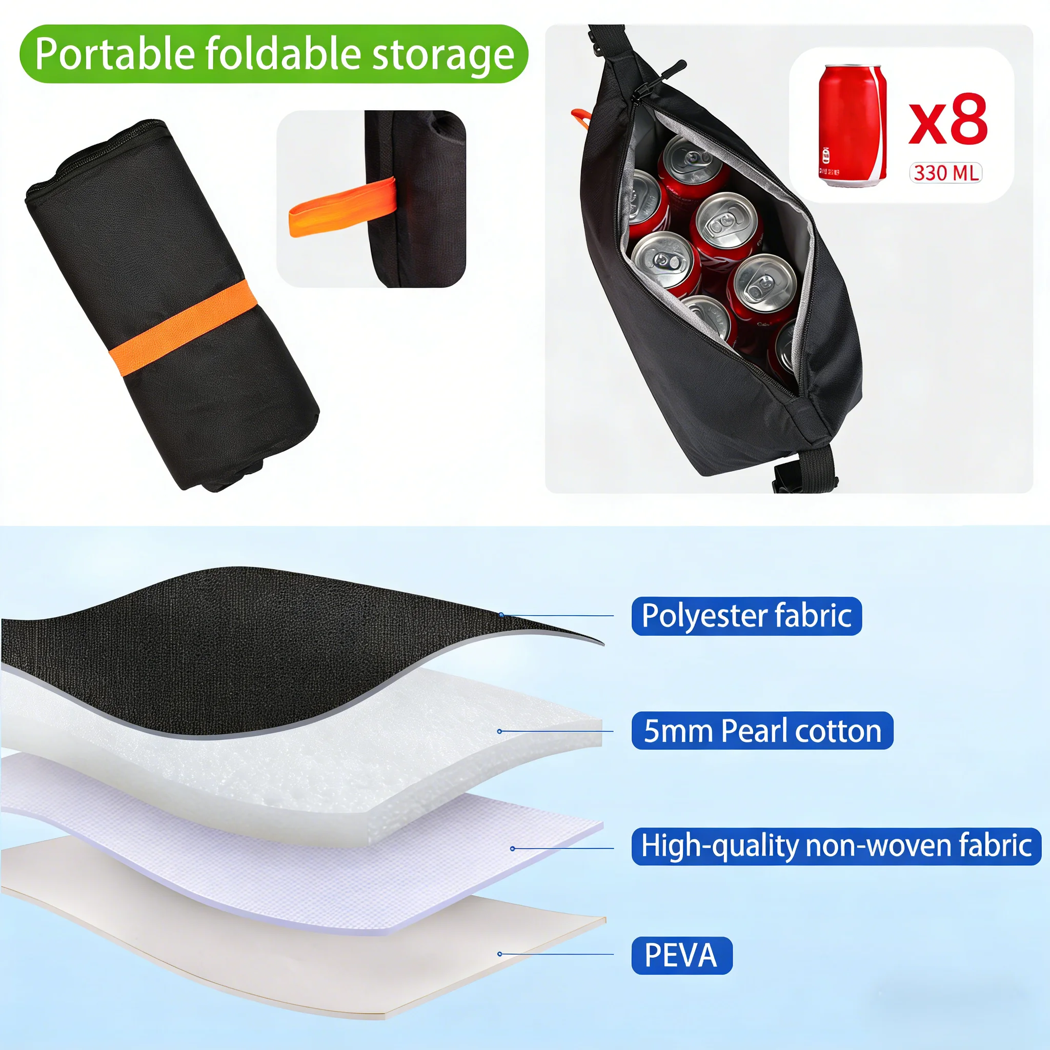 Quadratische, isolierte Lunchtasche für Damen, Thermo-Kühlbox, Bento-Box-Taschen, Lebensmittelträger, tragbar, für Reisen, Picknick, Lieferung, Essensbehälter – Detail 10
