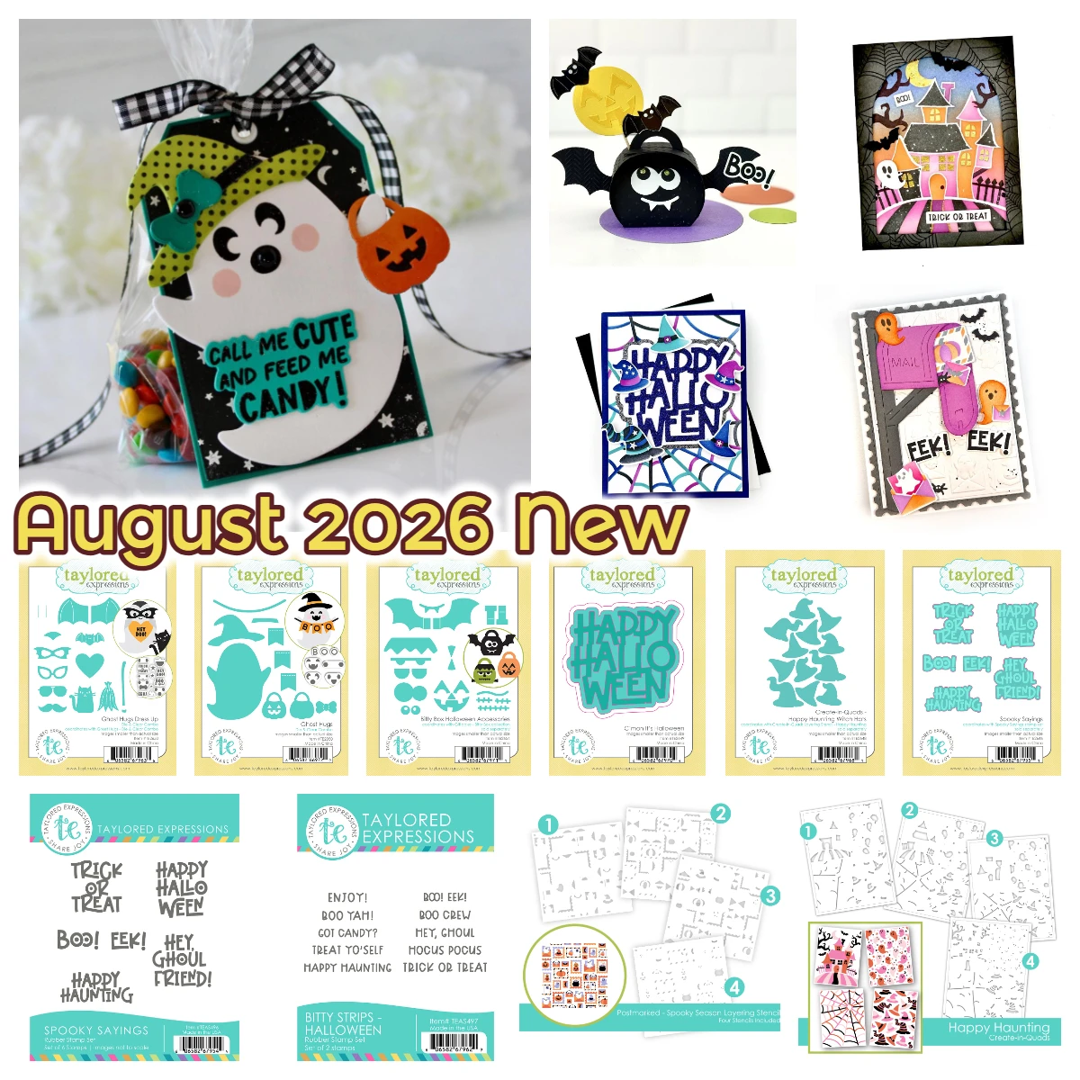 Taylored August 2026 Neue Poststempel-Schablone „Gruselige Jahreszeit“ Metallstanzelemente Stempel DIY Scrapbook Grußkarten Handgemachtes Geschenk