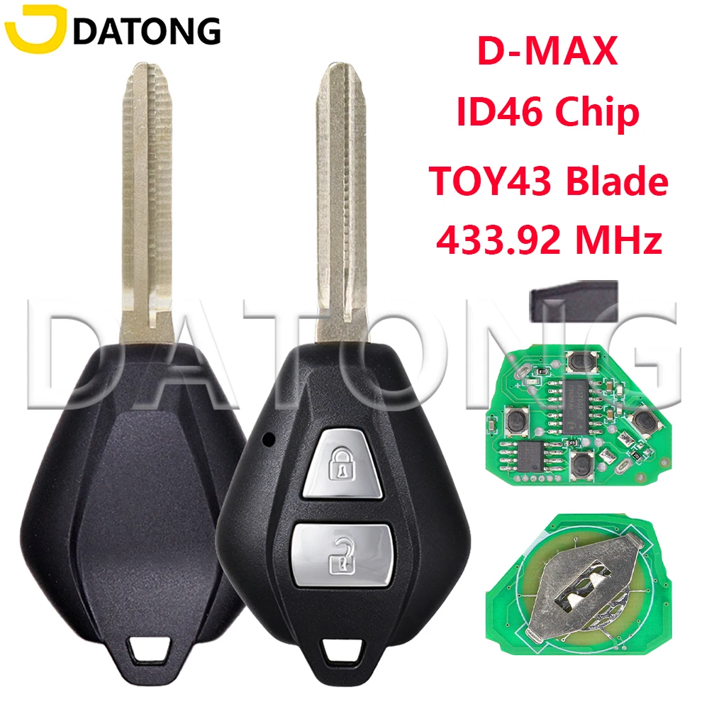 Datong World ID46 Chip TOY43 Blade 433.92 MHz 2 Button Car Remote Key Fob For Suzuki Isuzu Holden D-Max Colorado