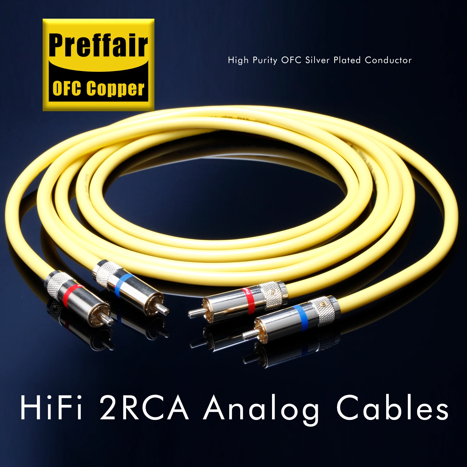 

Preffair RCA Cable OFC Silver Plated RCA Audio Cable Shielded with 24K Gold Plated Connector Plug Interconnect RCA Wires