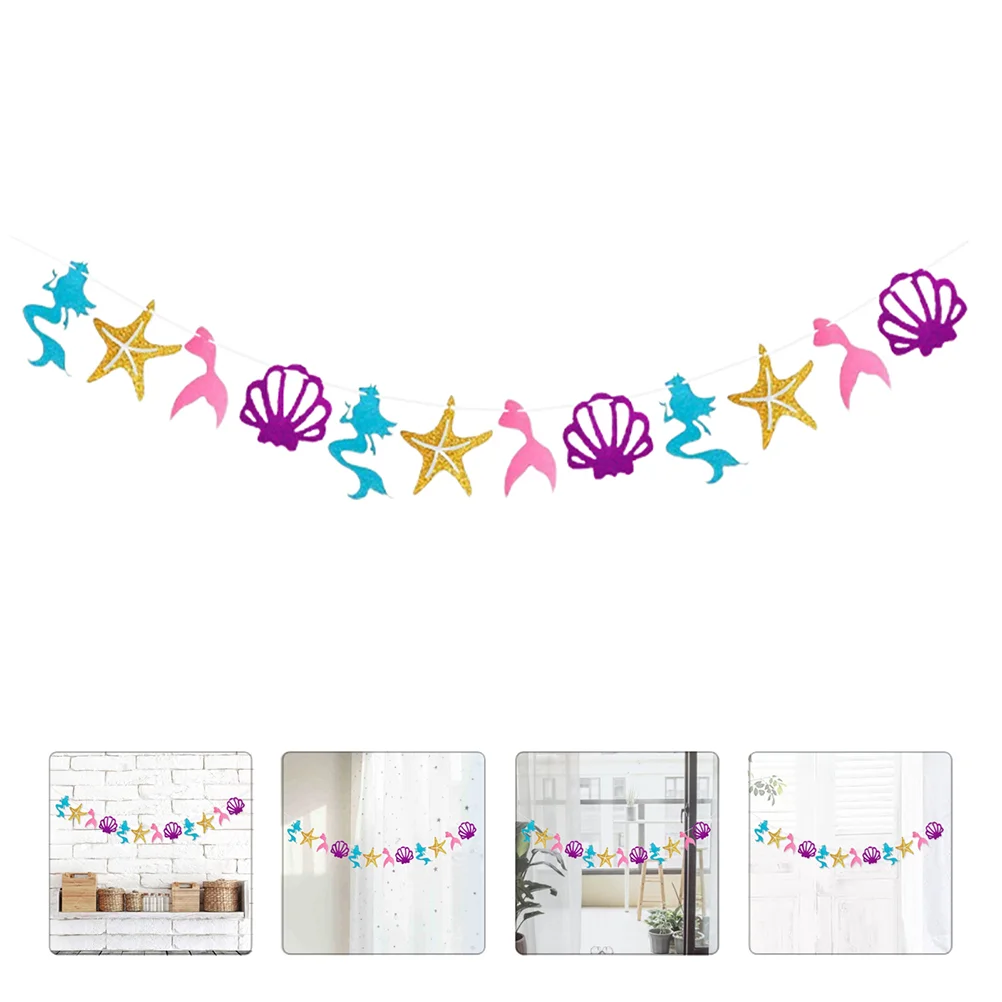 Mermaid Latte Burlap Christmas Banner Sea Star Birthday Bunting Banners Baby Shower Decor Ornament