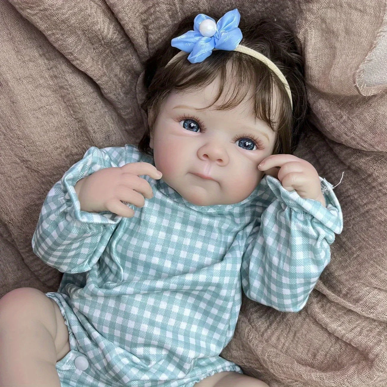 

BZDOLL 19In 48CM Full Vinyl Girl Body Reborn Baby Doll Toy Lifelike Handmade Fashion Birthday Gift Play House Bathe Toy for Kid