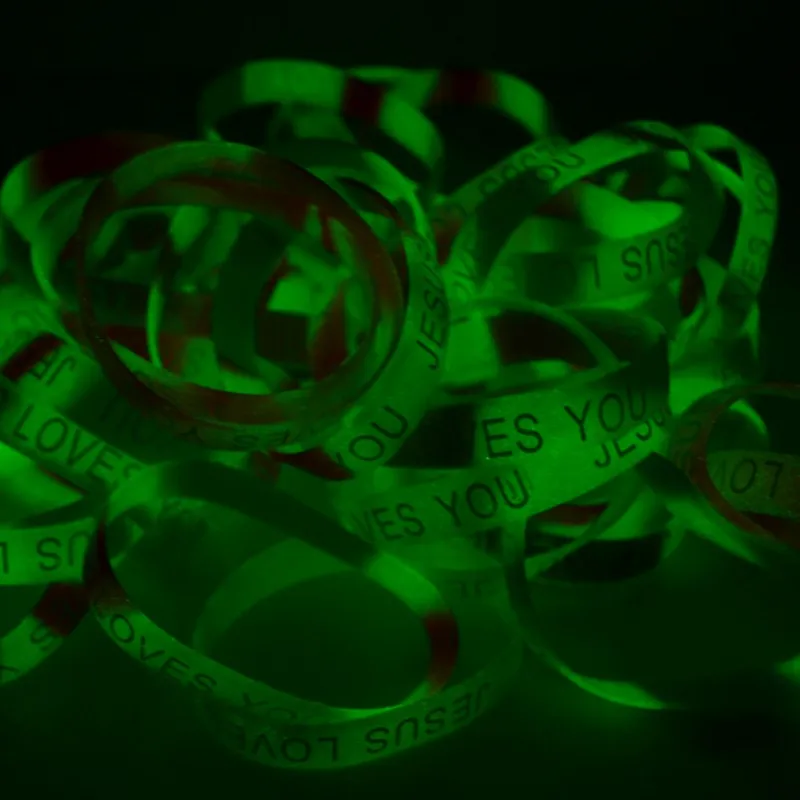 10x JESUS LOVES YOU Glow In Dark Silicone Bracelet Wristband Fashion Catholic Christian Religious Jewelry