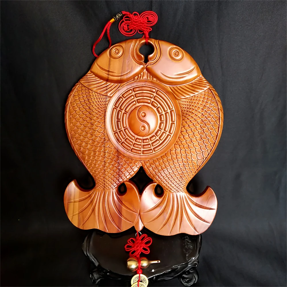 

Peach wood, Double Fish Eight Trigrams Mirror, Chinese knot pendant, Five Emperor Coin, Copper gourd Double Fish Safety Decorati