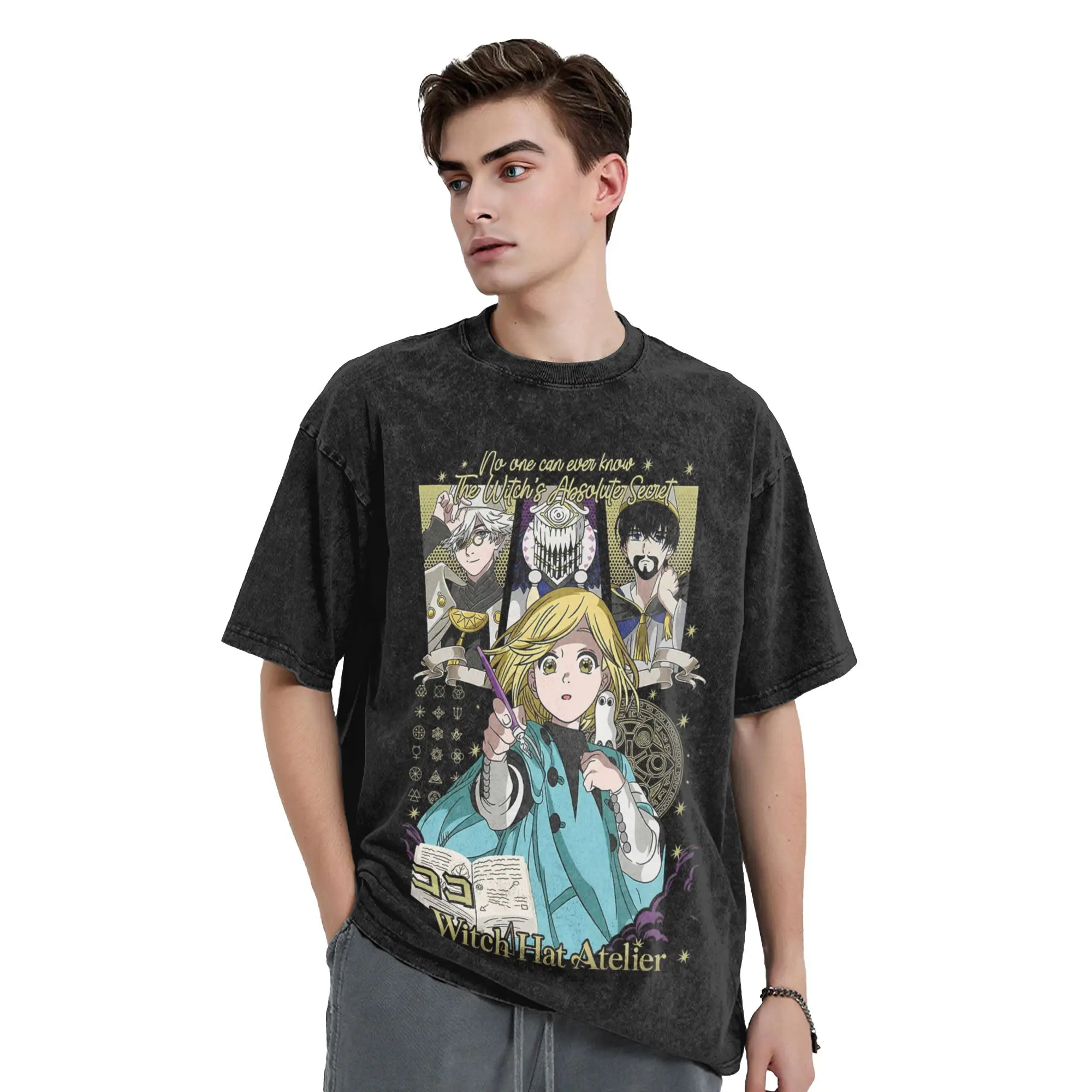 Coco Witch Hat Atelier Anime Washed T Shirts Streetwear  Novelty T-Shirt  Tee Shirt Men Women Cotton Oversize Summer