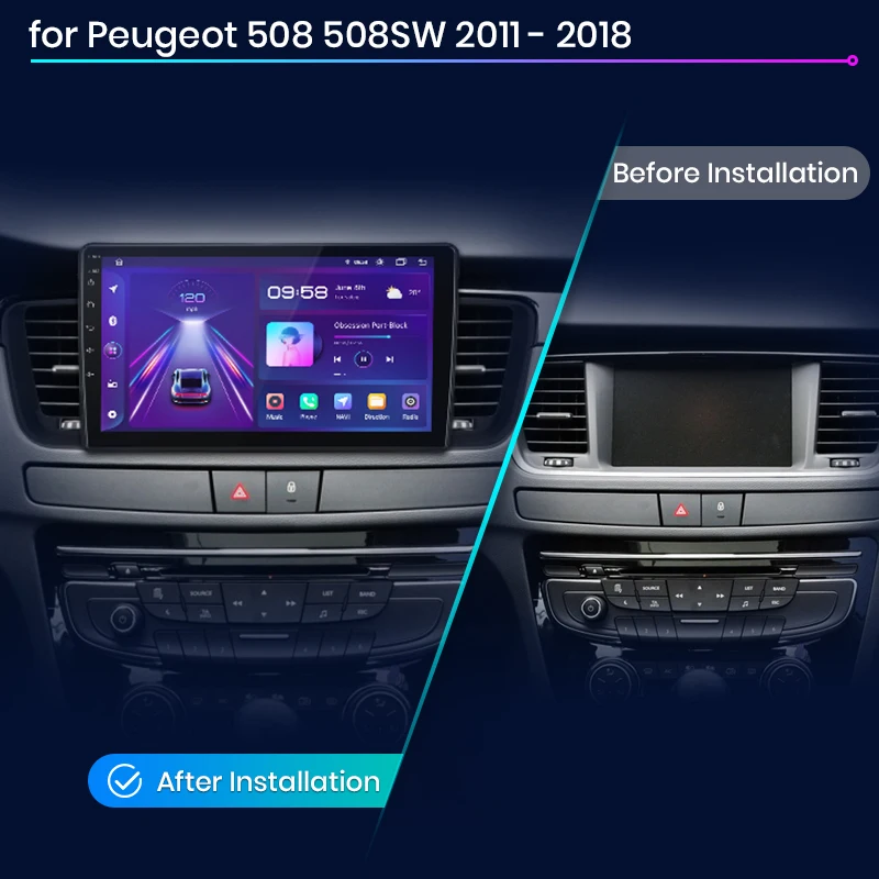 Junsun Android 13 Wireless CarPlay for  Android Auto Car Radio For Peugeot 508 508SW 2011 - 2018 T27 FM GPS IPS 2din Autoradio