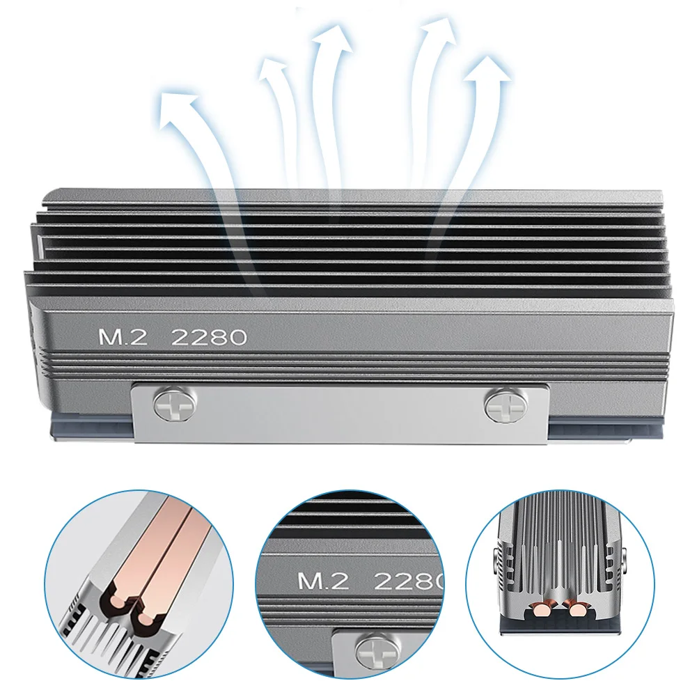 M.2 SSD NVMe Heat Sink Aluminum Air Circulation Cooler Heatsink with Thermal Silicone Pad for M.2 NVMe 2280 Solid State Disk