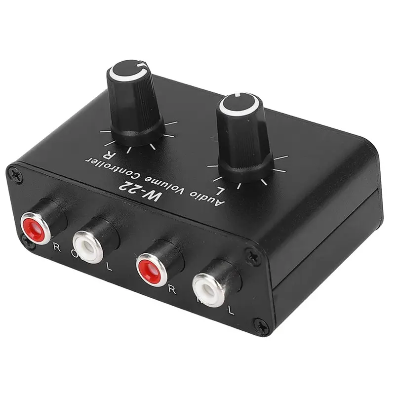 Stereo Volume Control Box 3.5mm, Dual Channel Potentiometer Attenuator with Balance Knob, 2pc Set