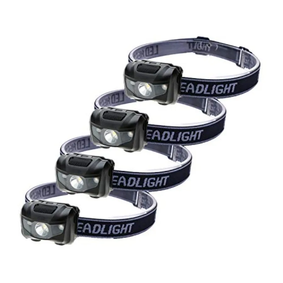 

4 Pack LED Headlamp, IPX4 Waterproof Headlight, 4 Modes with Red Light, 45° Adjustable, Lightweight for Camping Hiking Running