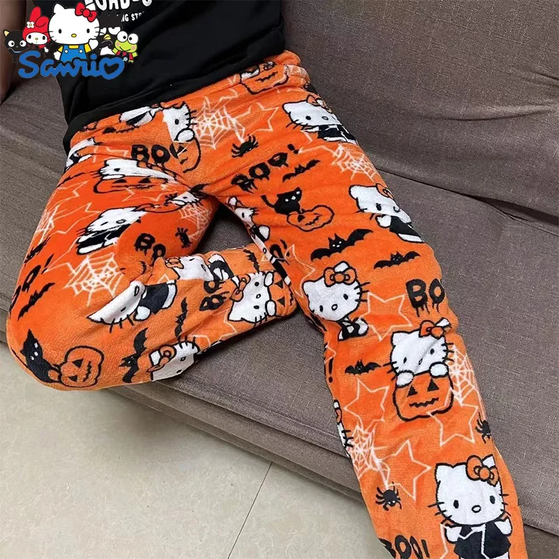 Sanrio Hello Kitty Pajamas Christmas Hello Kitty Flannel Pants Winter Warmth Pajamas Home Pants In Autumn Winter Fashion Trous