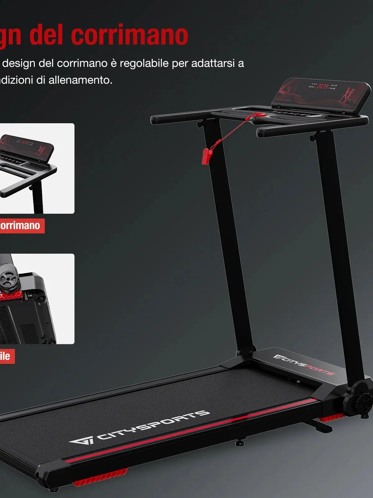 CITYSPORTS PRO loopband, opvouwbare loopband met 8% helling, fitnessapparatuur, APP en Bluetooth-luidspreker, 1-12 km/u, 120 kg - afbeelding 2