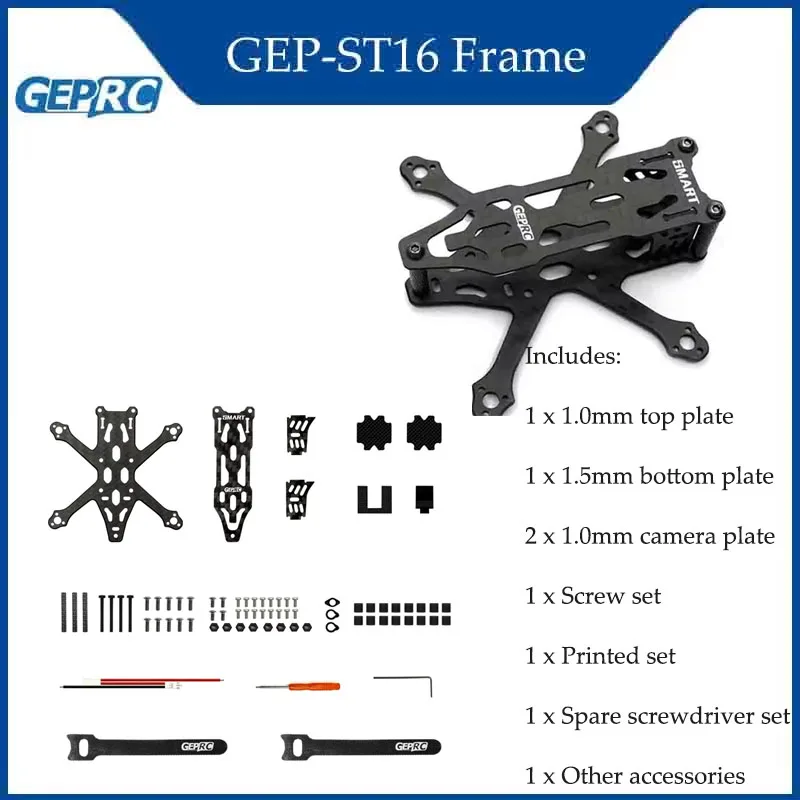 

Рама GEPRC из углеродного волокна для DIY FPV Quadcopter Freesryle RC Tools 1,6 дюйма, подходящая рамка GEP-ST16 для дрона SMART16