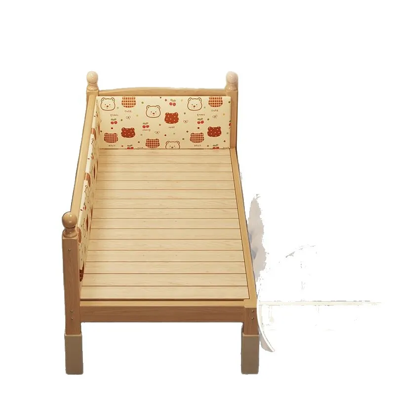 Solid wood children's bed with guardrail small bed baby boy girl lift  single bedside  widened splicing bed