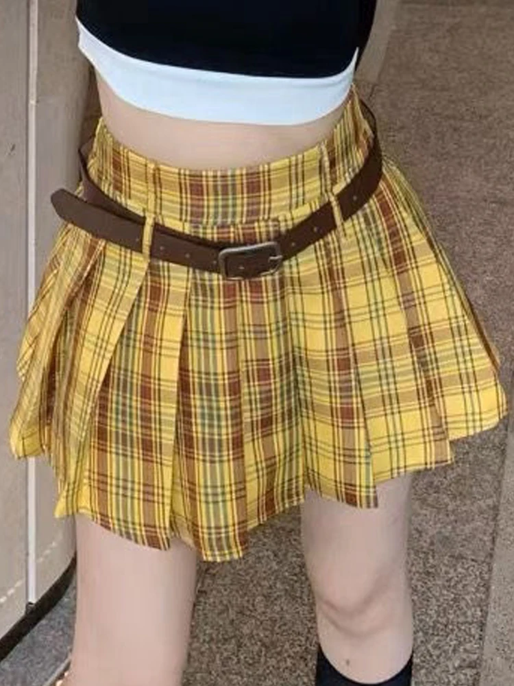 

Plaid Mini Skirts Women Vintage Short Skirt Preppy Style Pleated Skirt Lady Hotsweet Fashion Skirt Kawaii Chic High Waist Faldas