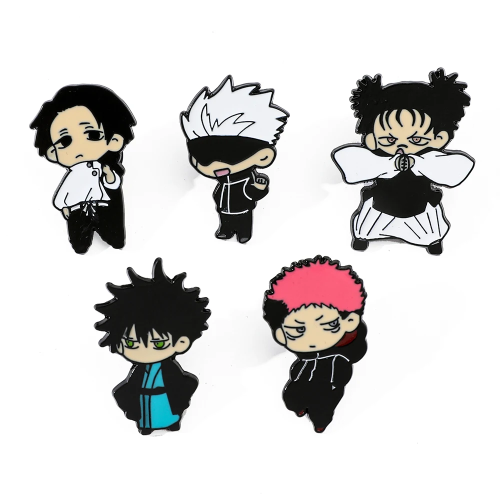 5 Pcs ​​Cartoon Jujutsu Kaisen​​ Brooch Cute ​Satoru Gojo​​ Enamel Pin Metal Badge Jewelry Clothing Backpack Accessories Gift