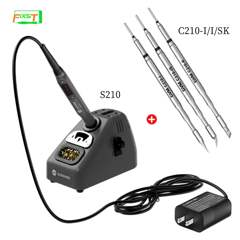 

SUNSHINE-S210 Smart Portable Soldering Iron for Mobile Phone Repair, Welding Tools with 3 C210 Series Soldering Iron Tips, Hot