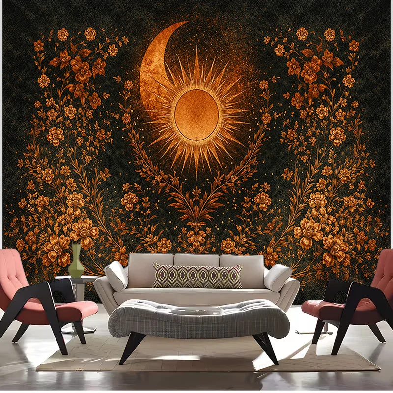 Boho Celestial Sun Moon Tapestry Wall Hanging Astrology Galaxy Art Print Cosmic Decor for Living Room Bedroom Aesthetic Tapestry
