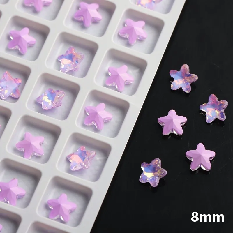 8mm/10mm Neon Starfish Mocha Nail Diamond Multi cut Crystal Pointed Bottom Nail Jewelry Super Sparkling Diamond Accessories