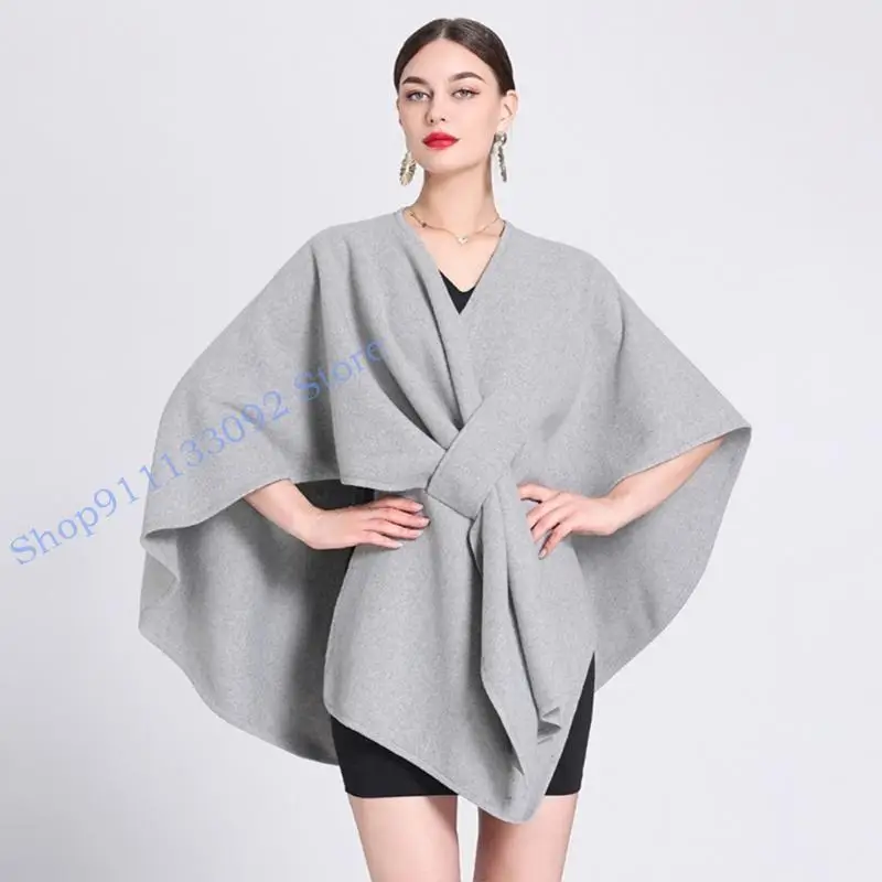 

H9ED Soft Faux Wool Wrap Shawl Outerwear Adult Child Cold