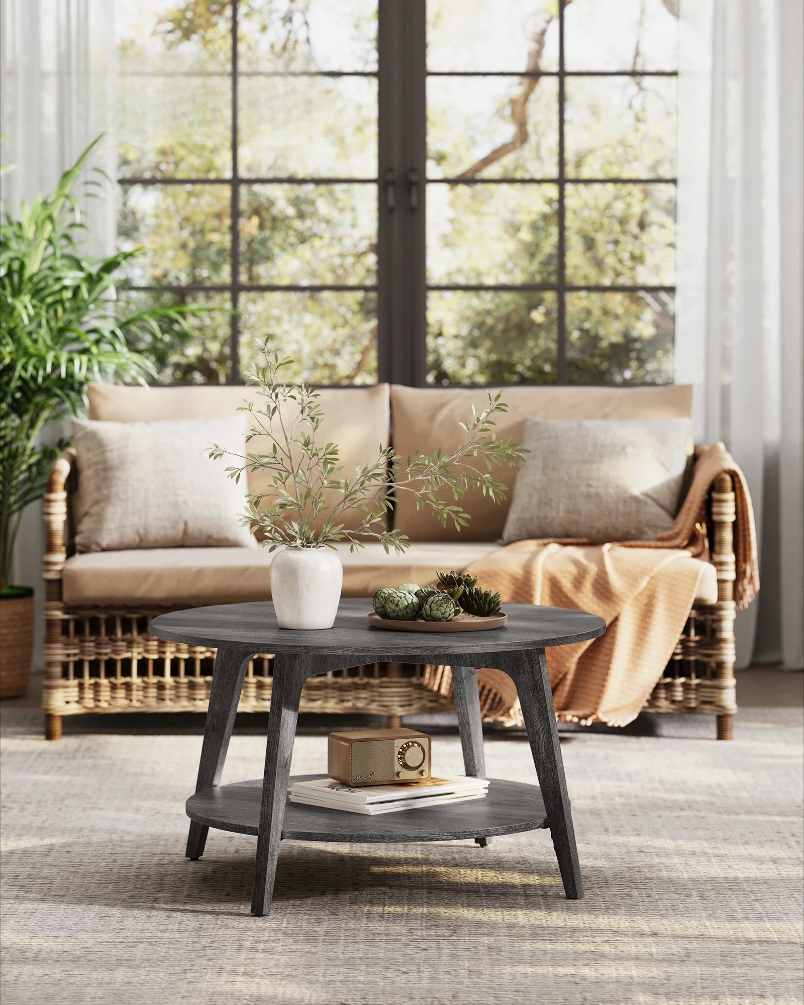 

--Round Coffee Table Living Room Furniture Simple Center Table Modern Coffee Table