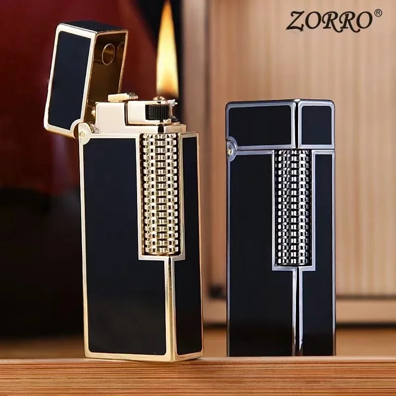 ZORRO Narrow Edition Resin Process Kerosene Lighter Mechanical Assisted Cover Opening Side Sliding Ignition High Grade Gadgets