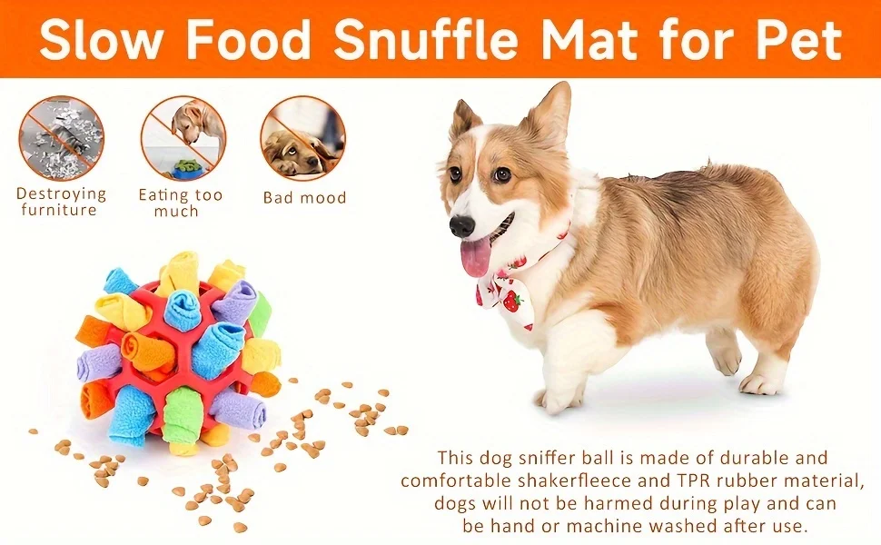1 Stück Interaktives Hundespielzeug - Schnüffelball zum Verstecken von Leckereien - Gummi-Puzzleball für Geistige Stimulation Haustierzubehör – Detail 1