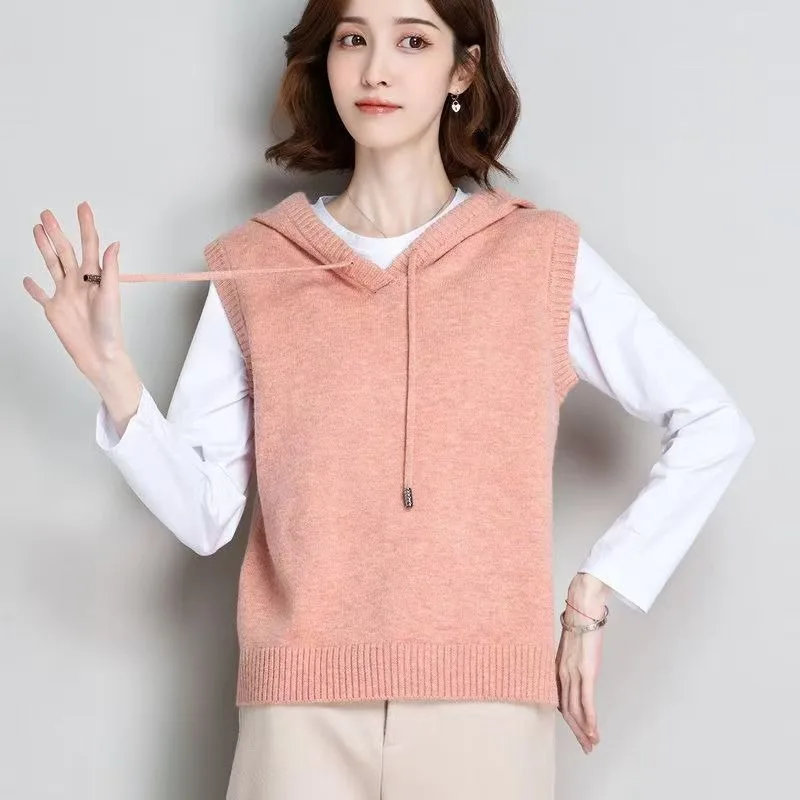 2025 여성용 신상 스웨터 베스트 봄 가을 후드 스웨터 말 클립 재킷