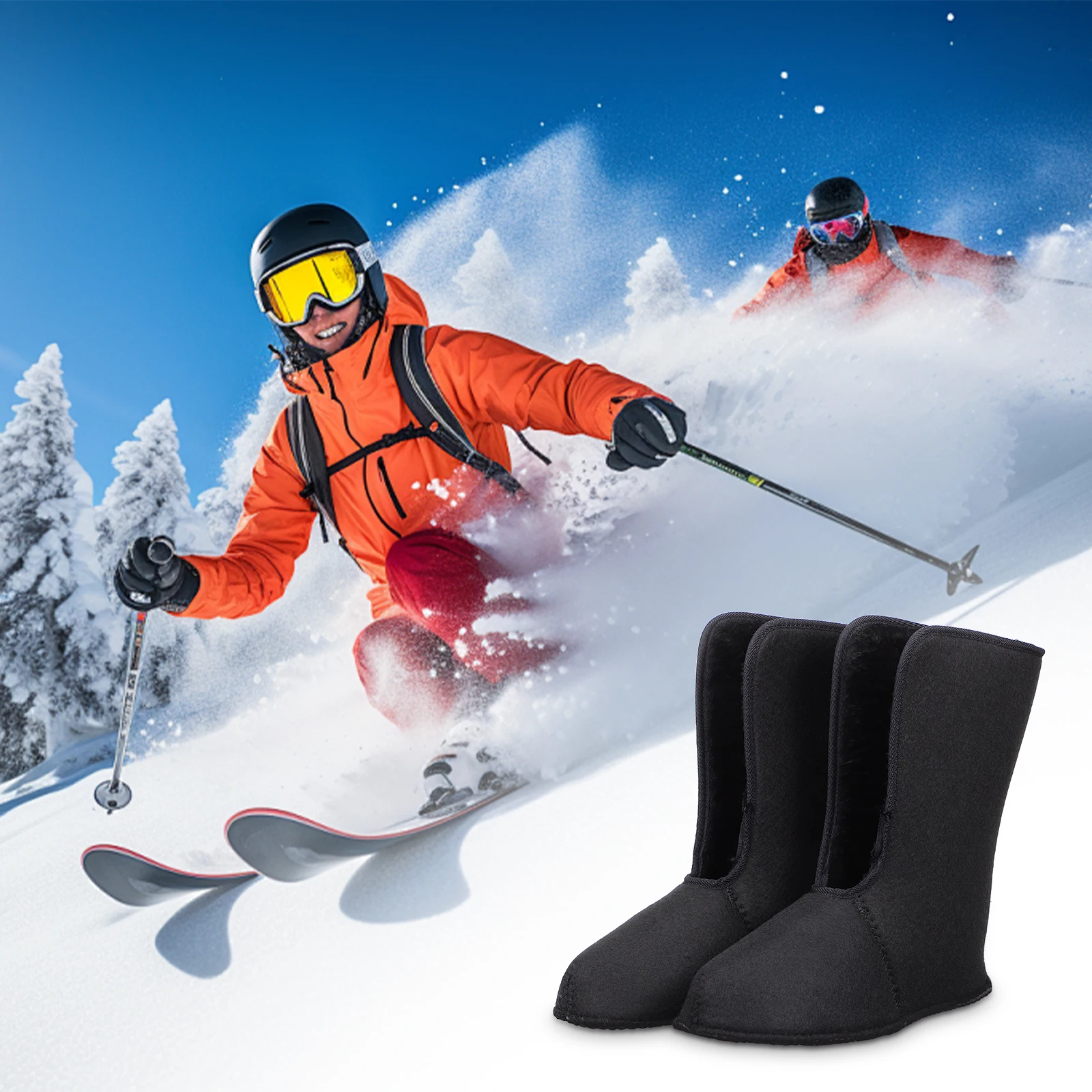 

Winter Warm Waterproof Cotton Shoes Fleece-Lined Boot Liners Thermal Insulated Cozy Outdoor Hiking Fishing Footwear