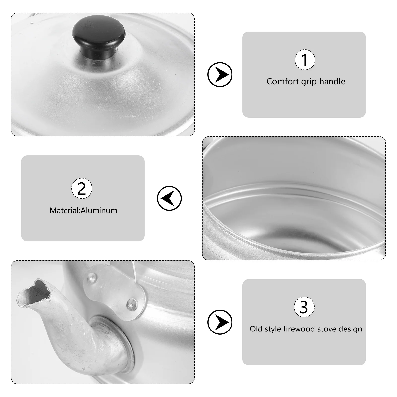 

Aluminum Tea Kettle Large Capacity Stovetop Household Water Pot For Home Kitchen Portable Metal Teapot Decor