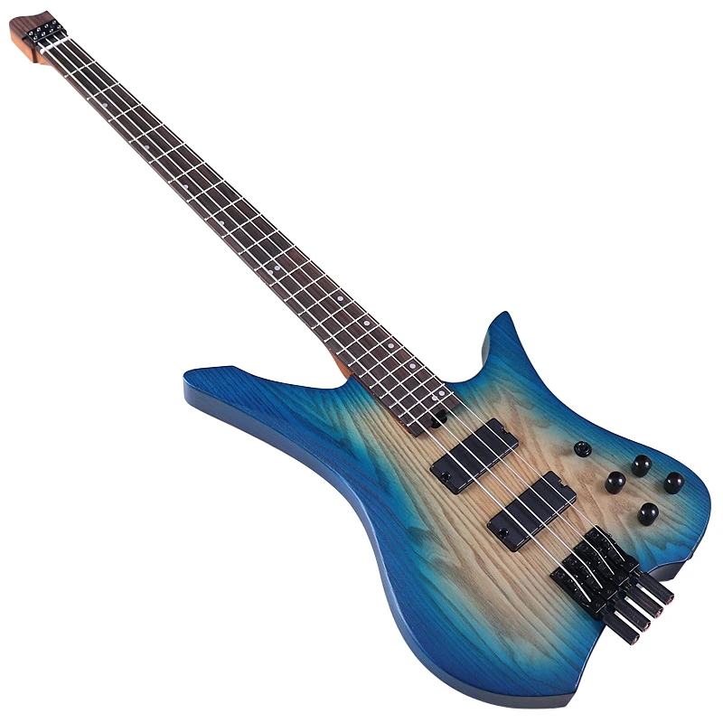 4 String Headless Electric Bass Guitar 39 Inch Bass Guitar Good Handicraft Blue Purple Basswood Body New Arrival