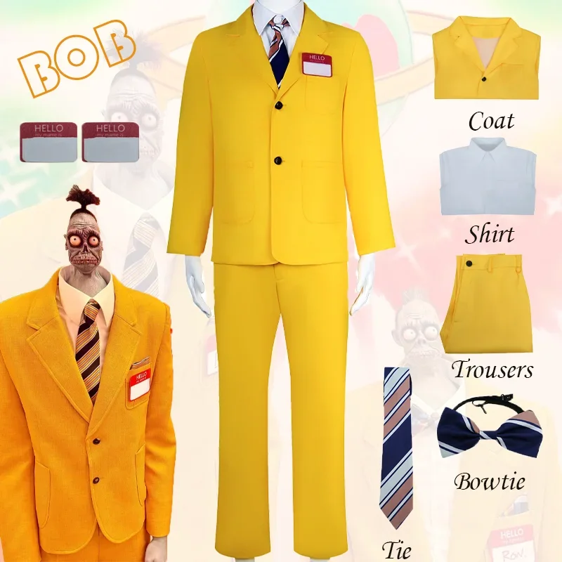 Anime Beetle Cosplay Costume BOB Yellow Uniform Suit Coat Shirt Pants Bowtie Full Set for Adult Men Hallowee Party Comic Con Set