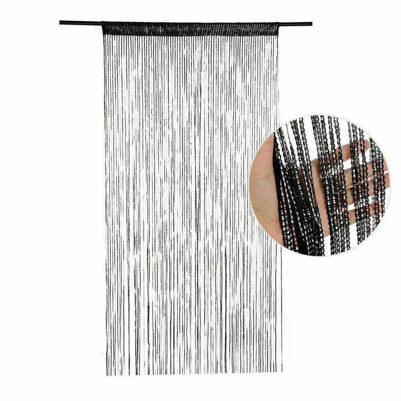 Summer Curtain Luxury Crystal Curtain Flash Line Shiny Tassel String Door Curtain Window Room Divider Home Decoration 200x100cm