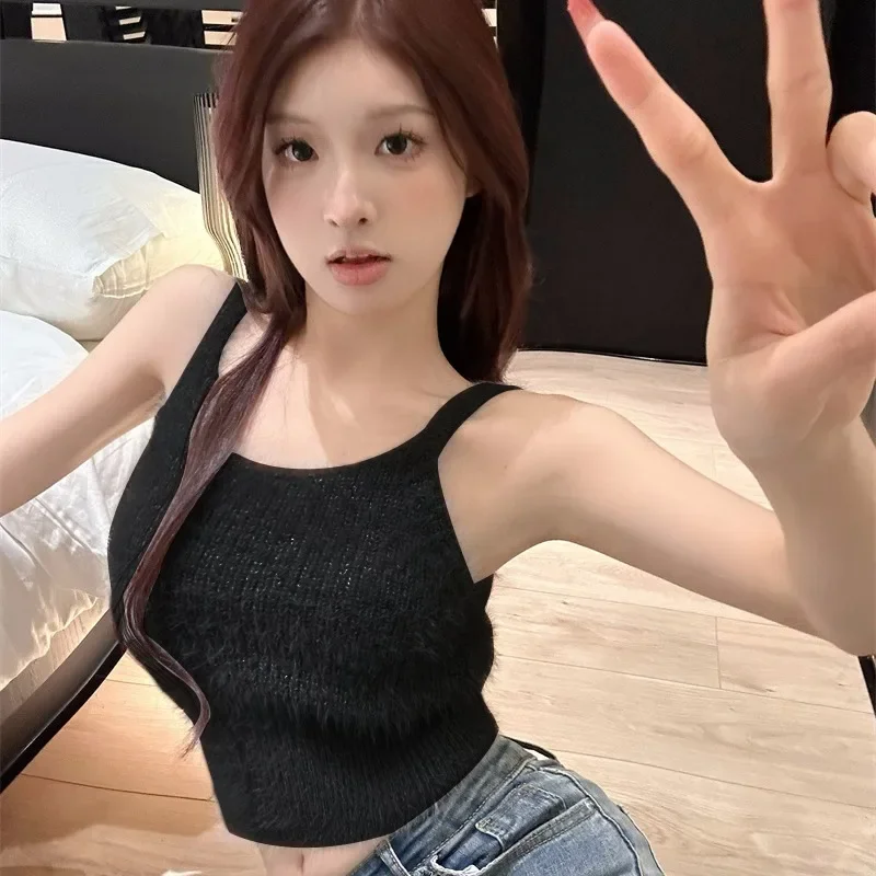 국경을 넘어 인기 있는 해외 무역 브라 내장형 플리스 안감 인조 양털 보온 탱크탑 여성용 - 스타일리시한 패딩 두꺼운 탑