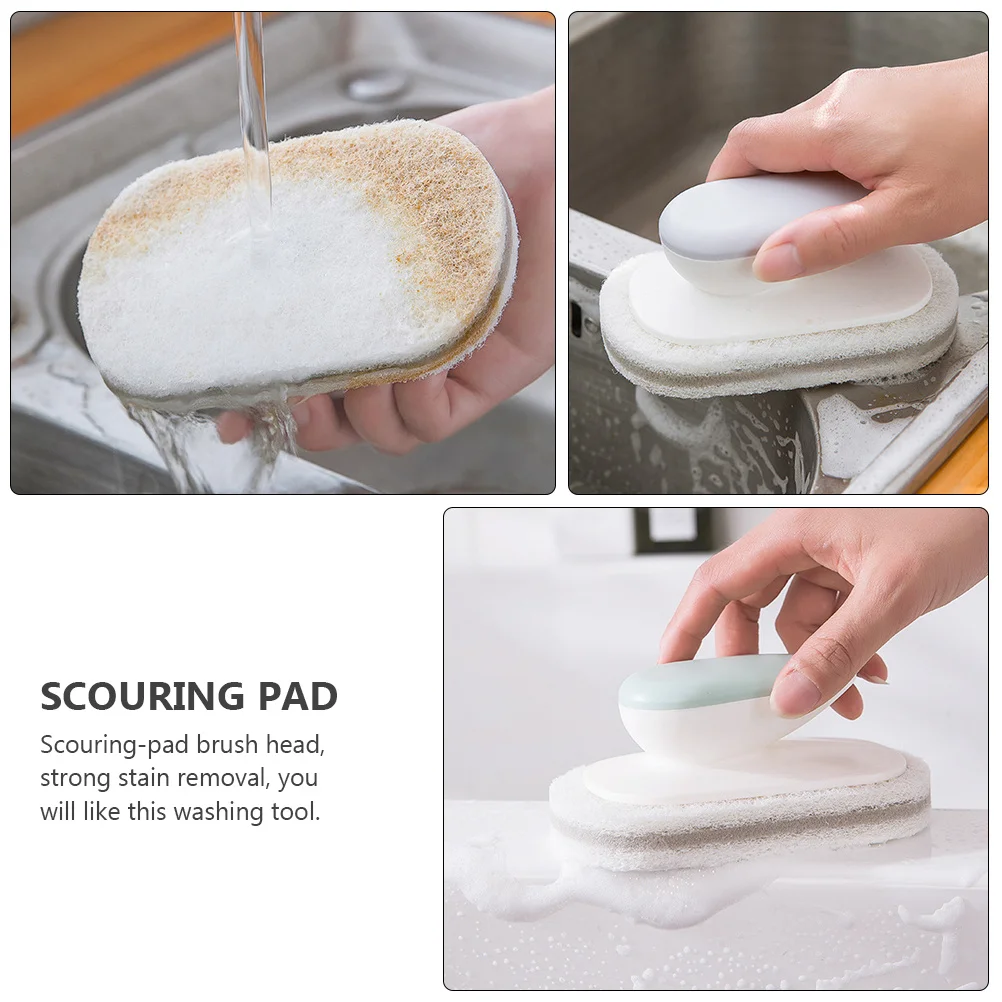 

3pcs Cleaning Brush Scouring Pad Head Strong Stain Removal Kitchen Washing Tool Decontamination Sponge Scrubber Home Cleaning