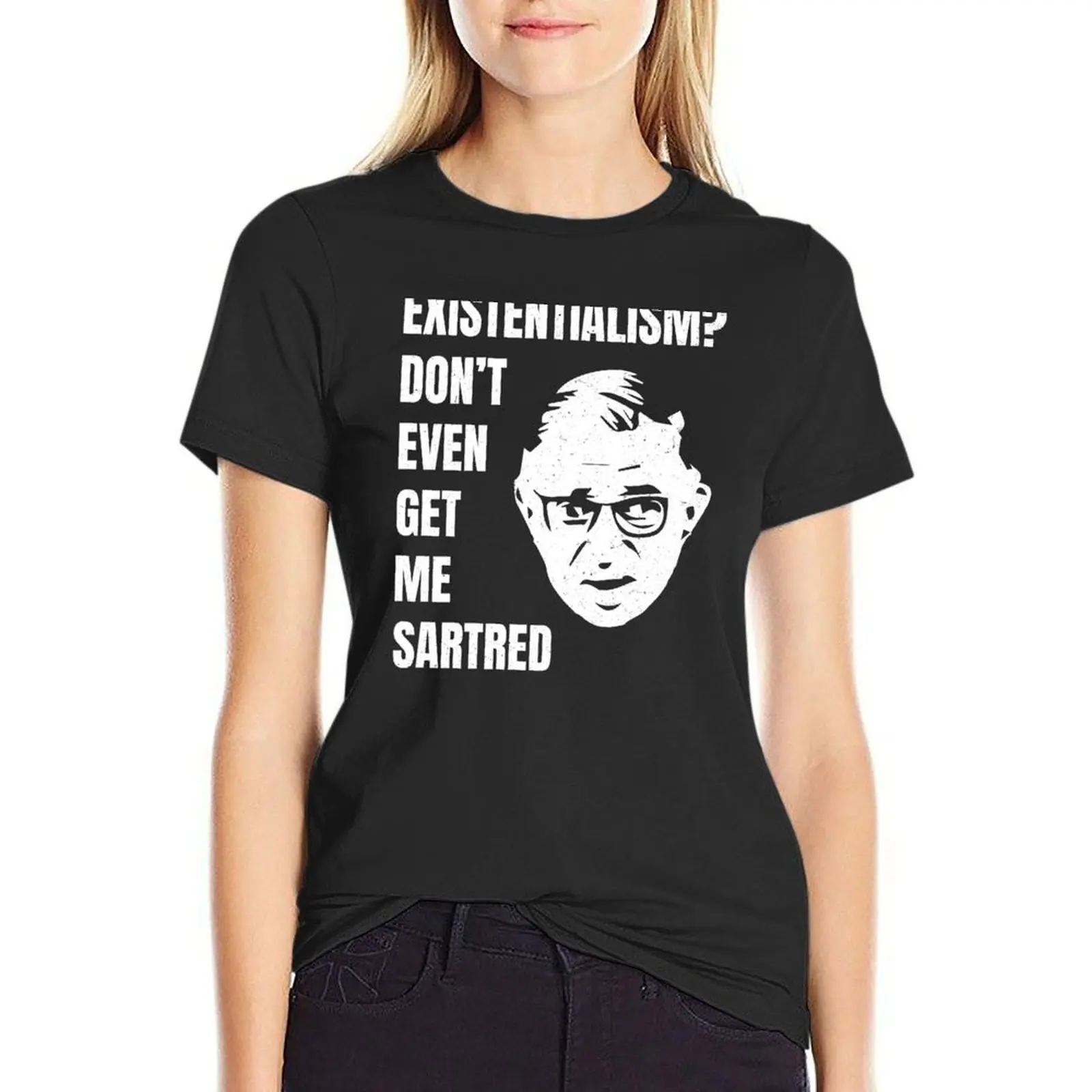 

Jean-Paul Sartre - Existentialism T-shirt Female clothing shirts graphic tees Womens clothing