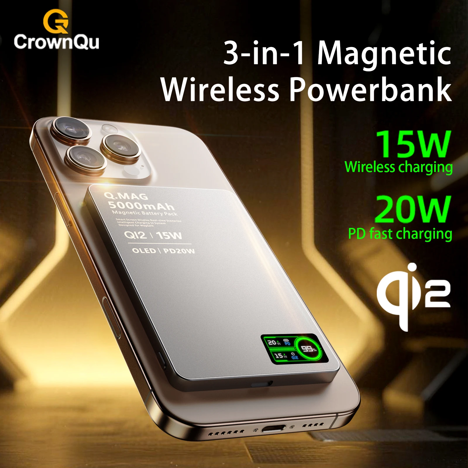 Magnetic Wireless Powerbank Qi 2.1 USB-C Fast Charging External Battery for iPhone 12-17 Pro Airpods Apple Watch Xiaomi 10000mAh